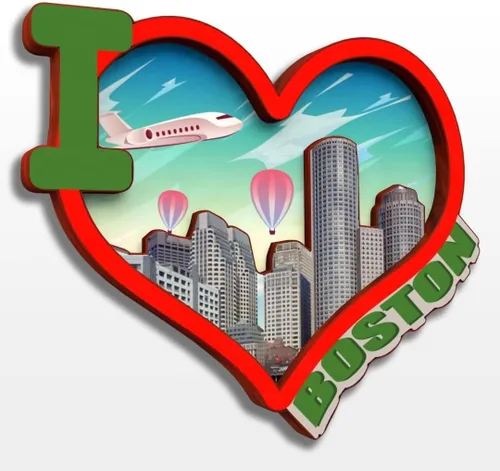 Miniatura 11 de Boston Massachusetts USA America - Imán de madera para nevera, colección de madera 3D, hecho a mano, recuerdos de la ciudad, imán para nevera