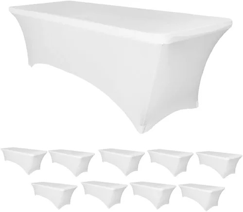 Miniatura 22 de Banquet Tables Pro Mantel rectangular plegable de elastano de 6 pies de largo, elástico, ajustado, para mesas de patio plegables de 30 pulgadas