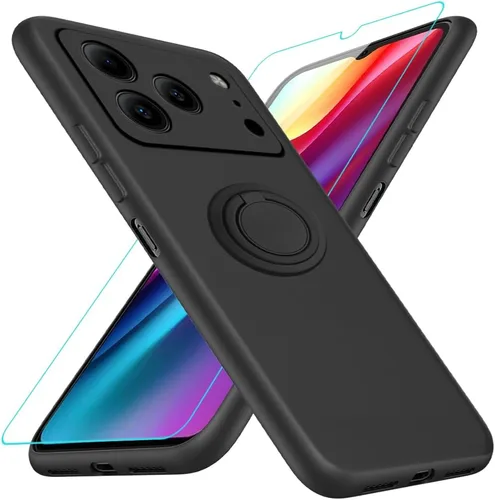 Miniatura 22 de Funda compatible con Blackview Shark 6/Oscal Tiger 8 con protector de pantalla, soporte de anillo giratorio de 360°, TPU a prueba de golpes, funda