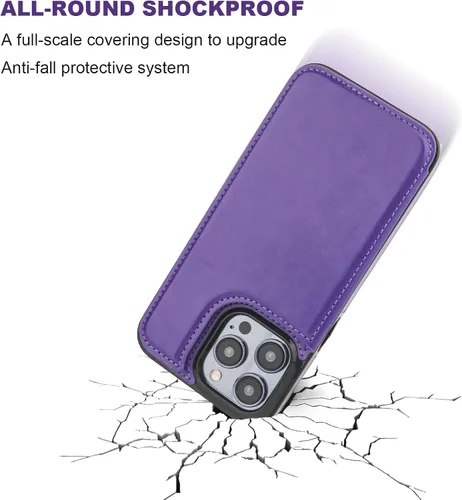 Miniatura 6 de ONETOP Compatible con iPhone 15 Pro Max Funda Cartera con Portador de Tarjetas, Cuero PU con Soporte Ranuras para Tarjetas, Doble Cierre Magnético