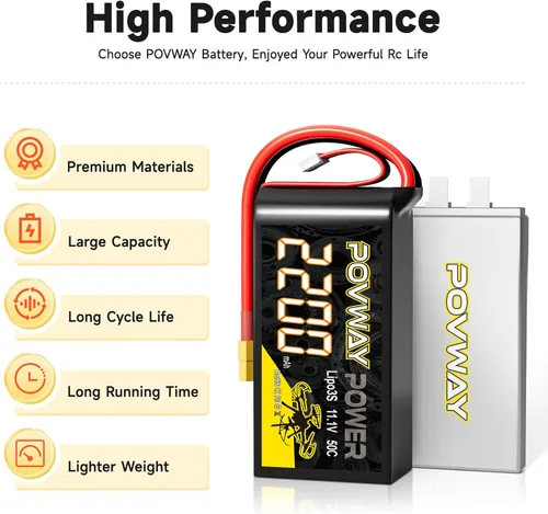 Miniatura 5 de 3S Lipo Battery 50C 2200mAh 11.1V Shorty Lipo Batería con enchufe XT60 para coche RC Camión RC Vehículos RC Avión Quadcopter Helicóptero FPV RC