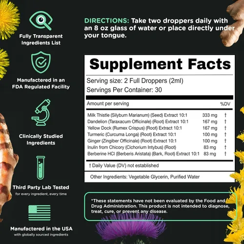 Miniatura 5 de SuperBonsai Super Apoyo al Hígado con Cardo Mariano - Limpieza Hepática Completamente Natural, Desintoxicación y Ayuda para la Reparación