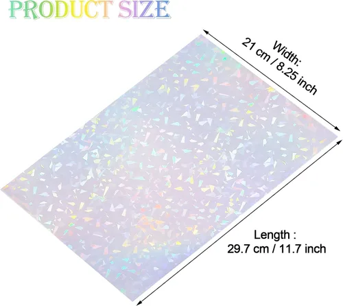 Miniatura 2 de Outus 24 hojas de papel adhesivo holográfico, hojas de laminado holográfico, láminas de superposición transparente, laminación adhesiva de vinilo