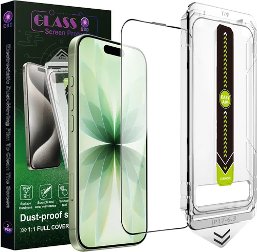 Miniatura 10 de Paquete de 2 protectores de pantalla mate antiluz azul para iPhone 14 Pro Max/15 Plus/16 Plus (6.7 pulgadas), vidrio templado 9H, antirreflejos