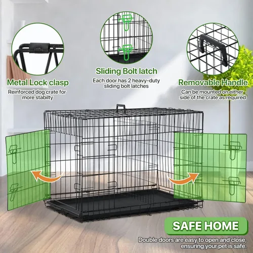 Miniatura 4 de Jaula negra para perros de 42 pulgadas, grande, XXL, plegable para perros grandes, jaulas de alambre de metal, jaula de segregación de animales