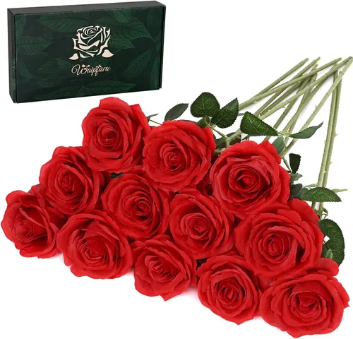 Miniatura 9 de Waipfaru 20 rosas blancas falsas de aliento de bebé, flores artificiales a granel, rosa blanca de seda con tallos largos para ramo de boda, jarrón