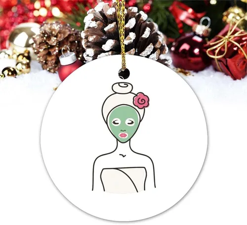 Adornos de Navidad personalizados Spa Facial Mujer Adorno de cerámica Decoración del hogar Adornos colgantes Fiesta de Navidad Festival Tradicional