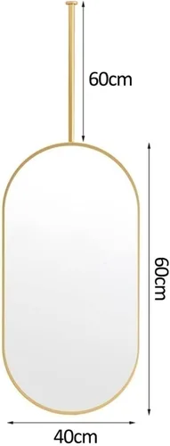 Miniatura 2 de Espejo ovalado para colgar en el techo, espejo de pared flotante para baño, espejo montado en el techo con marco de metal negro y pluma - dorado