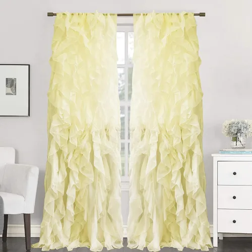 Miniatura 18 de Sweet Home Collection Paquete de 2 Paneles de Ventana Cortinas de Gasa Transparente con Volantes Verticales en Cascada Gris