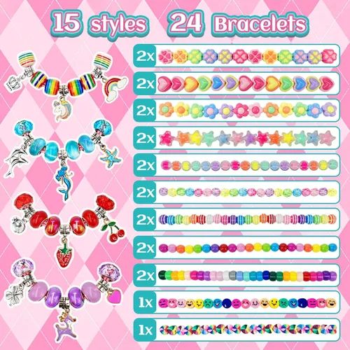 Miniatura 4 de leitait Paquete de 24 varitas de pulsera, kit de fabricación de pulseras con dijes, manualidades para niños, suministros de fiesta de unicornio