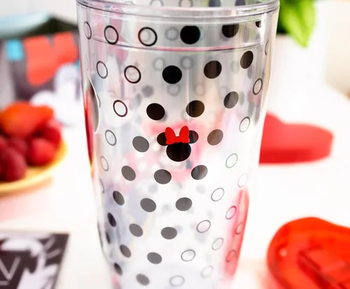 Miniatura 4 de Disney Minnie Mouse - Vaso de viaje acrílico con tapa de cierre deslizante Taza fría alta de carnaval para bebidas, jugo, limonada Esenciales