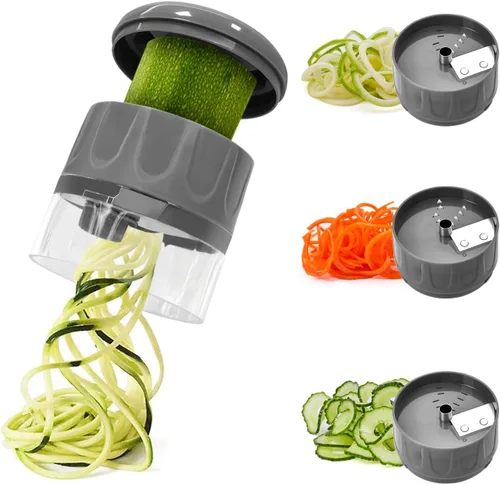 Miniatura 8 de Cortador espiralizador de verduras 3 en 1, máquina ajustable de fideos de zanahoria y calabacín, cortador en espiral de pepino, herramienta de Verde