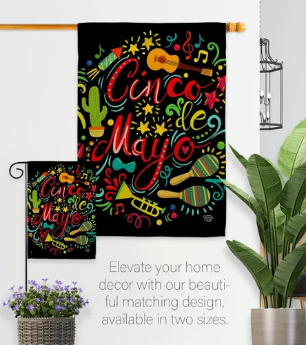 Miniatura 8 de Bandera de jardín de El Fiesta Cinco de Mayo – Fiesta de Verano Cactus Pinata Sombrero Mexicano al aire libre – Cartel de decoración de la casa