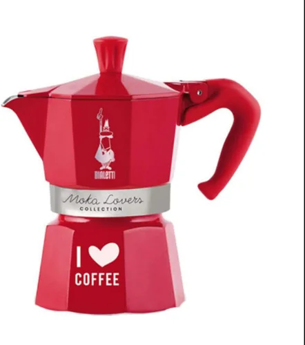 BIALETTI Moka Express 3-Cup RED "I love coffee" (edición limitada)