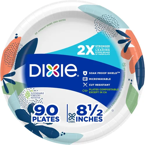 Miniatura 16 de Dixie Platos de papel grandes, 10 pulgadas, 54 unidades, 2 veces más fuertes, aptos para microondas, a prueba de remojos, resistentes a cortes