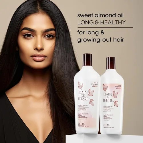 Miniatura 2 de Bain de Terre Aceite de almendras dulces acondicionador largo y saludable, fuerza y protección para cabello débil y dañado, con aceites de argán