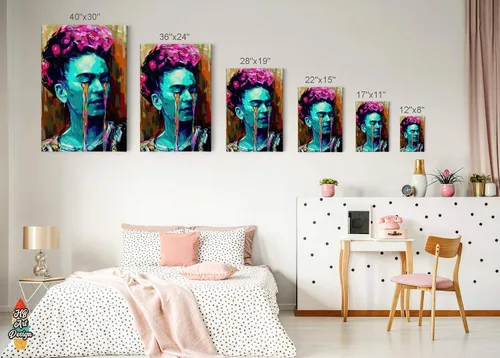 Miniatura 5 de HB Art Design Frida Kahlo - Lienzo decorativo para pared, diseño de mujer con lágrimas, retrato colorido, pintura al óleo, oficina, sala de estar