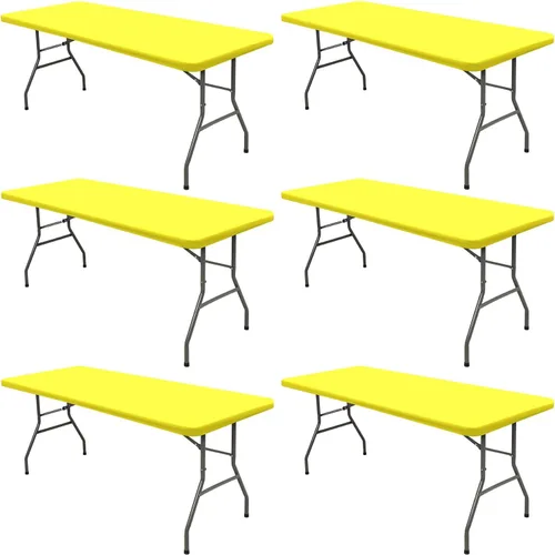 Miniatura 40 de Pack de 6 manteles de picnic elásticos ajustados para mesas rectangulares de 6 pies, impermeables, lavables, de spandex para patio, plegables
