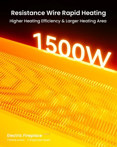 Miniatura 4 de AIRMATE Calentador eléctrico de chimenea de 1500 W, troncos de inserción de chimenea eléctrica de 22 pulgadas, temporizador de chimenea de 12 horas