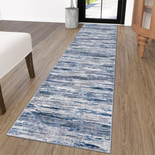 Miniatura 61 de SIILOOM 2 x 3 Alfombra moderna y abstracta para entrada, alfombra neutra azul marino gris multicolor súper suave de área pequeña, alfombras lavables