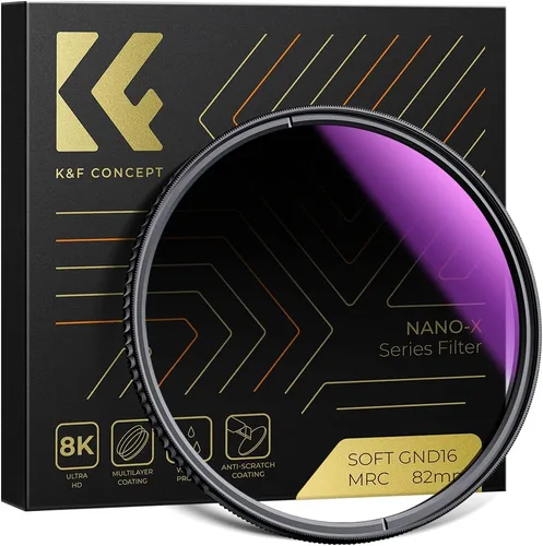 Miniatura 10 de K&F Concept Filtro de lente GND8 suave de 1.929 in (3 topes) Filtro de densidad neutra graduada suave con 28 recubrimientos multicapa para lente