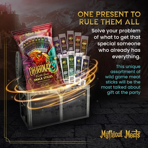 Miniatura 4 de Mythical Meats Paquete de muestra original de sabor exótico – 10 palitos exóticos de caza y carne de res – Carnes secas y deshidratadas sazonadas a