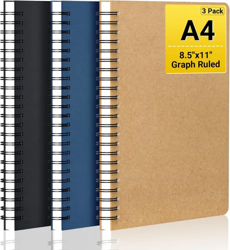 Miniatura 9 de EUSOAR Cuaderno de espiral de tapa dura, tamaño A5, paquete de 3 unidades de 5.5 x 8.3 pulgadas, 120 páginas, cuaderno de espiral con gráficos