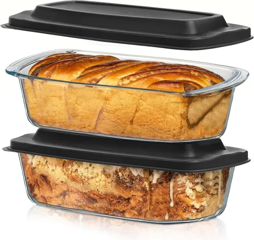 Miniatura 13 de Razab LARGE 7.6 Cups/1800 ML/1.9 Qt Glass Loaf Pan with Lids - Meatloaf Pan BPA free Airtight Lids Grip Handle Easy Carry, Microwave and Oven Safe