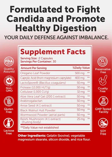 Miniatura 5 de Lunakai Candida Cleanse Detox fabricado en Estados Unidos para mujeres y hombres - Limpieza intestinal 11 en 1 y soporte de Candida con ácido