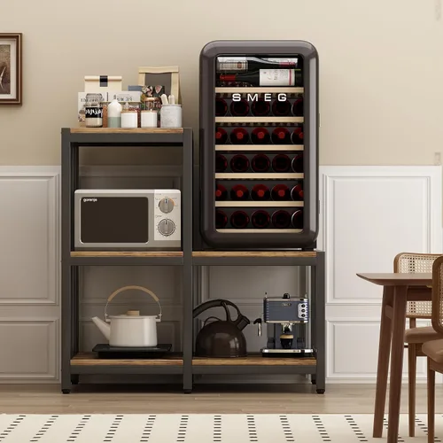 Miniatura 3 de Mini soporte para refrigerador con almacenamiento, soporte para horno de microondas, estante para panaderos con estante de almacenamiento, mini