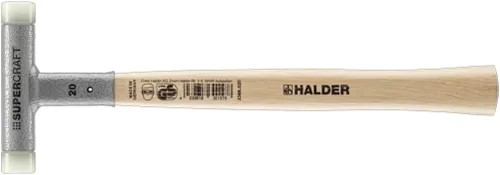 Halder SuperCraft Dead Blow Mallet 3366.020 - Mazo sin rebote, inserciones de nailon duro, mango de madera de nogal americano con protector de