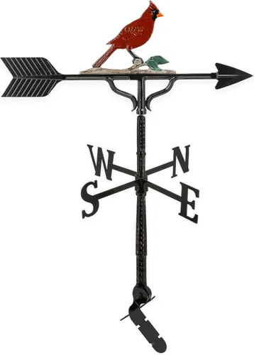Miniatura 10 de Montague Metal Products Veleta de 32 pulgadas con adorno cardenal negro satinado