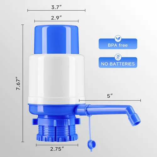 Miniatura 2 de Dispensador de botellas de agua Bomba manual azul de presión de agua de presión de fuente de agua