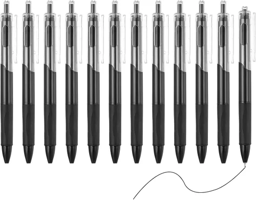 PATIKIL Paquete de 12 bolígrafos retráctiles de 0.020 in, bolígrafos de tinta de gel negra, bolígrafo retráctil, punta fina, escritura suave, lindos