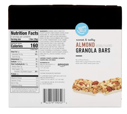 Miniatura 2 de Marca Amazon – Happy Belly Sweet & Salty, barras de granola de almendra, 1.2 onzas, 6