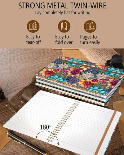 Miniatura 3 de Cuaderno de Diario en Espiral, Cuadernos Lindos A5 para Mujeres y Hombres, Cuaderno de Tapa Dura con Rayas Universitarias para Trabajo y Toma