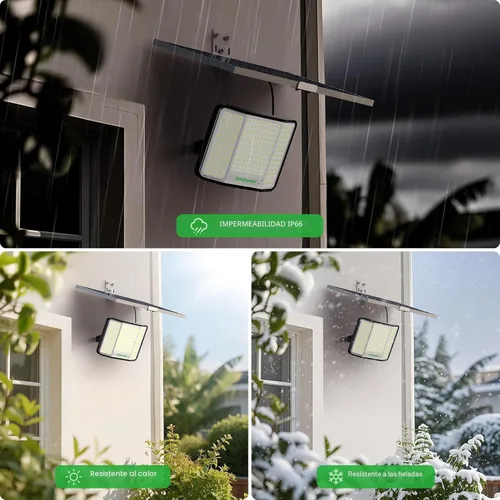 Miniatura 5 de intelamp Luces solares impermeables para exteriores, 20000 mAh, 2000 lúmenes, reflector exterior con control remoto con cable de 16.4 pies