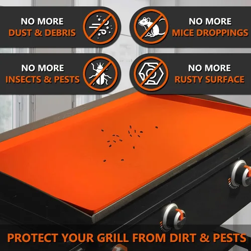 Miniatura 3 de Alfombrilla de parrilla de silicona de 17" para parrilla Blackstone de 17 pulgadas, cubierta de parrilla de silicona resistente de grado Naranja 17