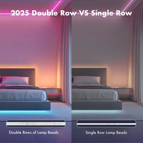 Miniatura 4 de Tira de luces LED para dormitorio, 2025 doble fila de 30.5 m, 960 LEDs RGB, tiras de luces sincronizadas con música, cambio de color, control remoto