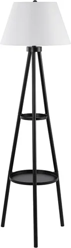 Miniatura 4 de SAFAVIEH Lighting Collection Dorea - Lámpara de pie moderna con trípode de mesa de doble bandeja, color negro, 63 pulgadas (bombilla LED incluida)