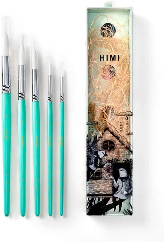 Miniatura 5 de HIMI Gouache - Juego de 5 pinceles para pintura de acuarela al óleo acrílico, acuarela, cara y cuerpo, bonito regalo, aficionado al arte, adultos