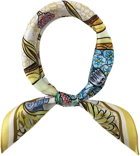 Miniatura 44 de FONYVE Bufandas 100% de seda de morera para mujer, bufanda cuadrada ligera de satén para la cabeza, bufanda pequeña de seda para dormir, 21 x 21