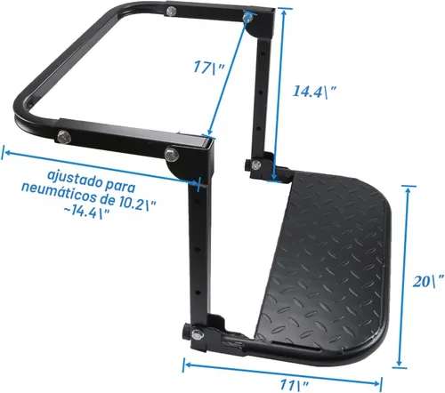 Miniatura 5 de DICMIC Escalón de neumático plegable y resistente para camión, SUV y RV, escalón ajustable montado en neumático se adapta a la mayoría de neumáticos