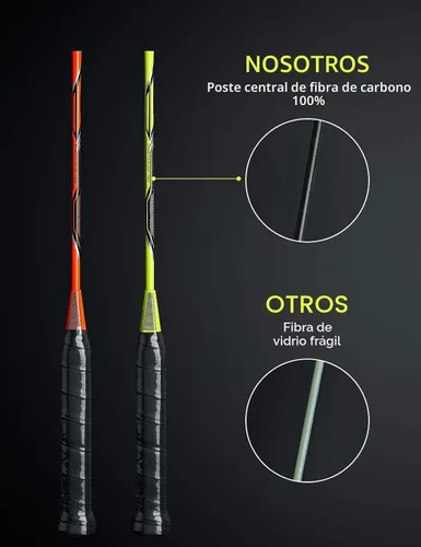 Miniatura 4 de Raquetas de bádminton profesionales de fibra de carbono para patios traseros y gimnasio Paquete de 2 piezas