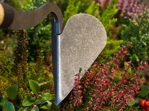 Miniatura 3 de DeWit Drop Grip Hand Arado – Herramienta de jardín holandés, mango de madera de fresno, agarre de doble bombilla, 22.4 pulgadas de longitud, mini