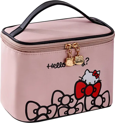 AmBealla Bolsa de maquillaje grande impermeable con soporte para brochas de maquillaje, lindo organizador de maquillaje impreso para mujeres que