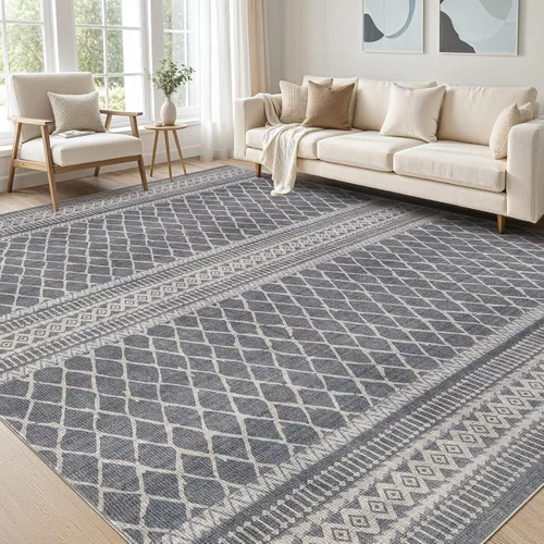 Miniatura 19 de Alfombra grande para sala de estar de 5 x 7: Alfombras marroquíes bohemias, suaves, lavables a máquina, para dormitorio, debajo de la mesa