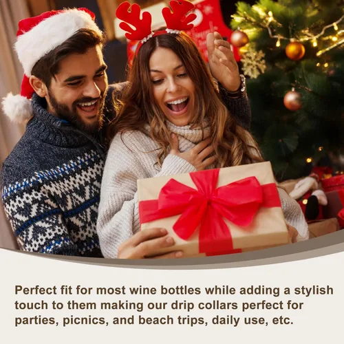 Miniatura 7 de uxcell Collares para botellas de vino, 2 anillos de goteo de vino de acero inoxidable, tapones de goteo de 1.57 x 0.75 pulgadas a prueba de fugas