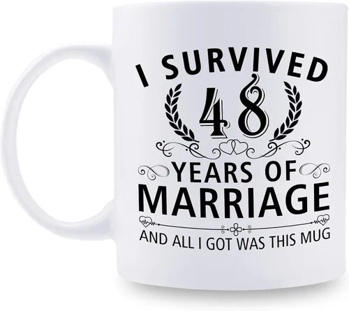 Miniatura 23 de Taza de café de 11 onzas con texto en inglés "I Survived 50 Years of Marriage and All I Got Was This Cup" para el 50 aniversario de boda y para él