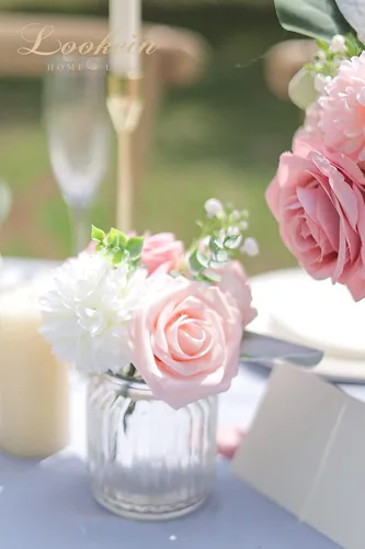 Miniatura 6 de Lookein Flores Artificiales para Decoración de Boda DIY, Ramo de Novia, Centros de Mesa, Guirnalda de Flores, Coronas, Arco de Pasillo, Decoración